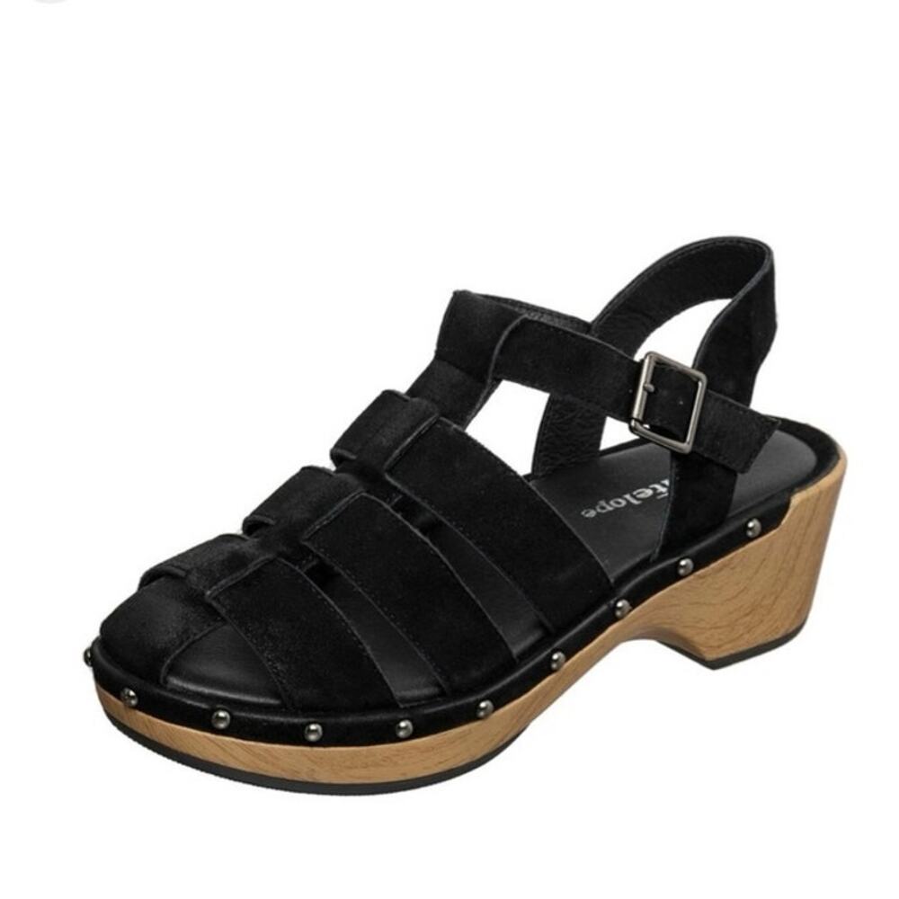 Antelope Black Suede Cage Platform Sandals Size EU 41 / US 10 NWOB